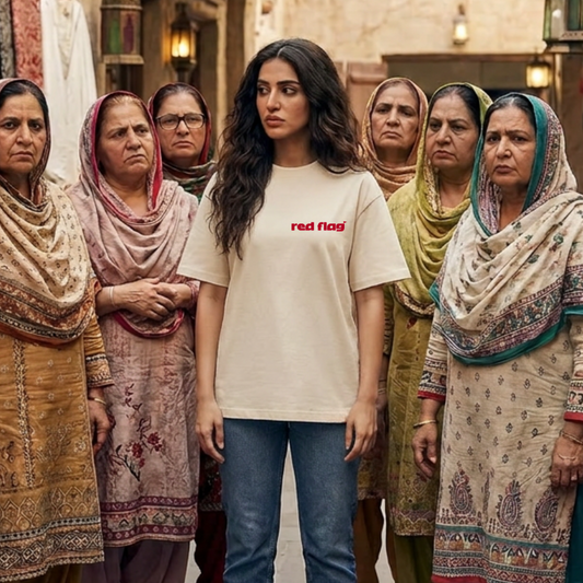 Heavyweight 250gsm Premium Cotton T-Shirt - Red Flag Edition (Beige)