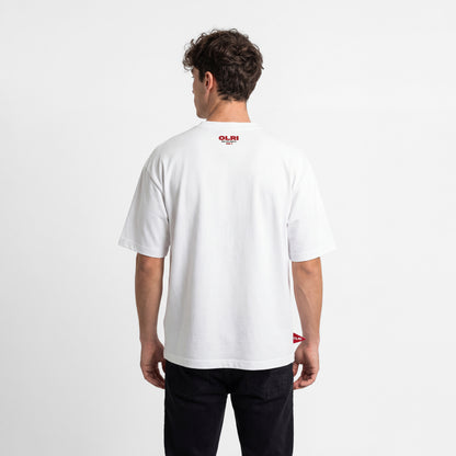 Heavy 250gsm Premium Cotton T-Shirt - Red Flag Edition (White)
